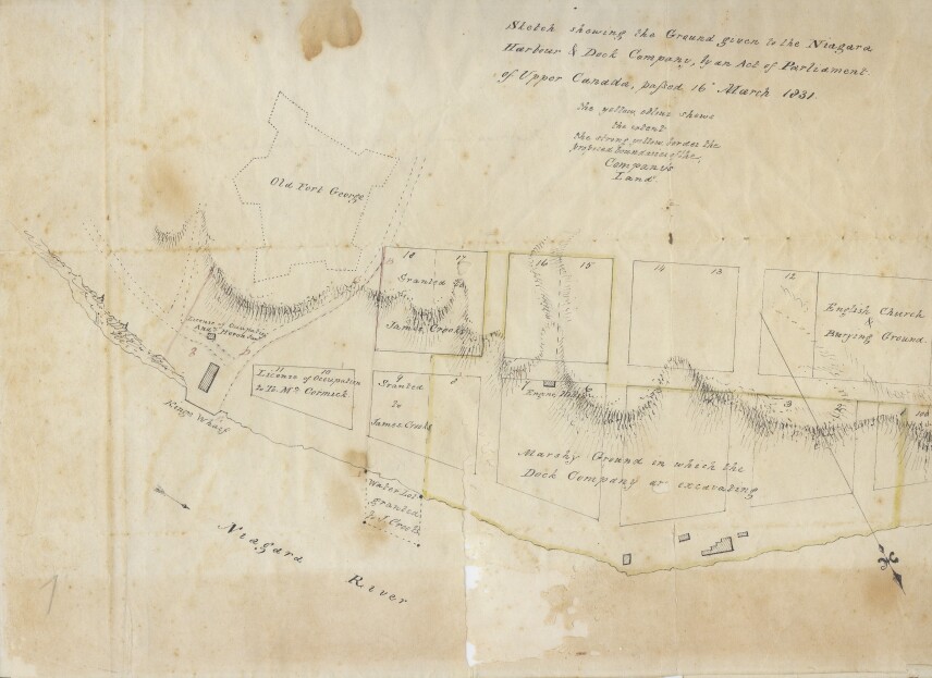 Sketch showing the low-level land given to the Niagara Harbour and Dock Company, 1831